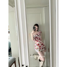 批发板栗可可Bankelili'虞美人'重工褶皱荷叶边斜肩<b class='q'>收腰</b>包臀<b class='q'>连衣裙</b>