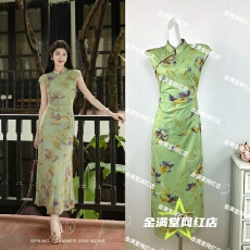 批发傣韵漫夏·直播上新新中式印花针织旗袍连衣裙