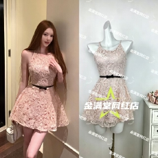 批发Catyears猫年05.13满减+新品95折优雅心事~蕾丝挂脖连衣裙女