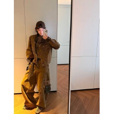 批发吴童童豹纹拼接翻领长袖牛仔外套<b class='q'>女</b>秋季韩系宽松显瘦上衣长裤套装