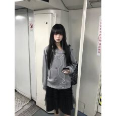 批发盐渍青梅jk原创双排韩系<b class='q'>连帽卫衣</b>➕半裙套装