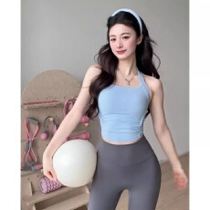 批发健身女孩一体式<b class='q'>运动</b>内衣防震聚拢外穿跑步<b class='q'>文胸</b>美背挂脖瑜伽背心新