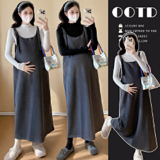 批发实拍  秋冬款孕妇装修身毛衣加时尚背带裙两件套