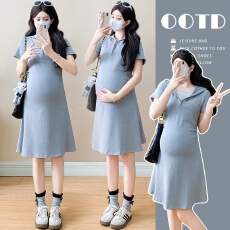 批发实拍 孕妇装夏季百搭显瘦连衣裙