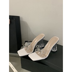 批发绝美凉拖鞋女2025年夏季新款粗跟透明水钻凉鞋外穿水晶高跟鞋小众