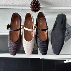 批发时装小单鞋2025新款秋季编织面低跟底法式浅口玛丽珍鞋气质高级感