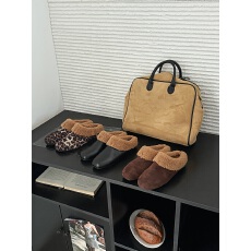 批发2025秋冬加绒羊羔毛保暖单鞋可踩脚两穿勃肯棉鞋圆头鞋磨砂厚底鞋