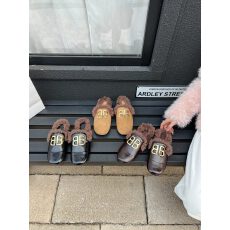 批发时尚秋冬款女单鞋2025韩版浅扣毛毛瓢鞋外穿搭扣软底尖头平跟女单