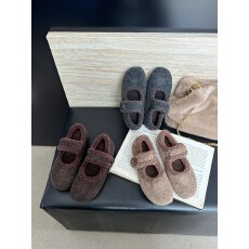 批发玛丽珍毛毛鞋女鞋子2025新款秋冬季加绒灰色单鞋厚底羊毛毡