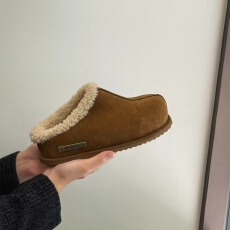 老板娘推荐！加绒毛毛博肯鞋百搭懒人一脚蹬保暖包头半拖外穿