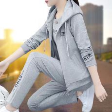批发三件套春秋季女2025新款韩版秋季长袖卫衣<b class='q'>大码</b>休闲<b class='q'>运动服</b>套装女装