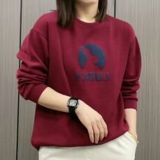 批发高档春秋女装休闲宽松圆领长袖中年<b class='q'>卫衣</b>女士新款简约遮肉大码上衣