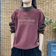 批发爆款德绒新款秋冬大码韩版加厚卫衣拼接百搭长袖T恤女保暖<b class='q'>打底衫</b>