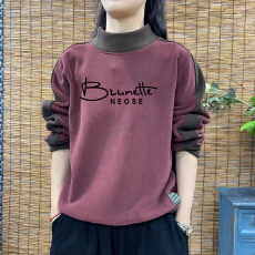 批发爆款德绒新款秋冬大码韩版加厚卫衣拼接印花长袖T恤女保暖<b class='q'>打底衫</b>