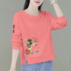 批发韩版印花卫衣女<b class='q'>宽松</b>2026新款春秋矮个子洋气百搭套头长袖<b class='q'>上衣</b>服潮