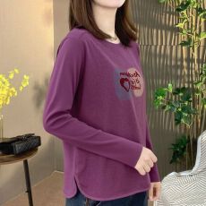 批发2025春秋大码女装新款时尚洋气印花长袖T恤显瘦<b class='q'>宽松</b>减龄<b class='q'>上衣</b>女
