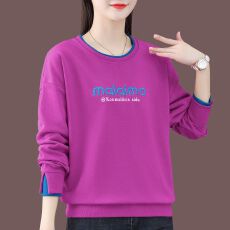 批发2026春秋新款假两件卫衣女休闲<b class='q'>宽松</b>长袖拼接印花<b class='q'>上衣</b>潮流