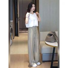 批发显高时尚<b class='q'>套装</b>女2026<b class='q'>韩版</b>宽松休闲气质无袖T恤冰丝阔腿裤两件套