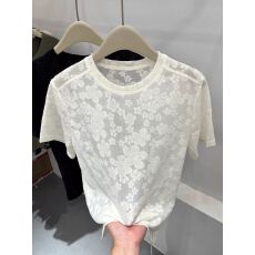 批发【官方图】原版面料 提花网纱轻薄<b class='q'>蕾丝</b>短袖<b class='q'>T</b><b class='q'>恤</b>女夏季2026