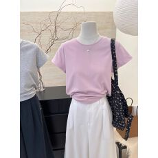 批发【官方图】基础纯色<b class='q'>圆领</b>短袖<b class='q'>t</b><b class='q'>恤</b>女2026夏休闲短款上衣