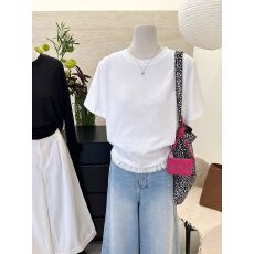 批发【官方图】2026夏装新款<b class='q'>蕾丝</b>花边下摆白色短袖<b class='q'>T</b><b class='q'>恤</b>女夏季