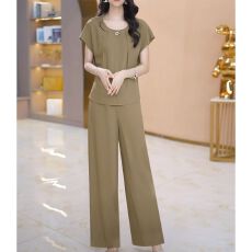 批发洋气休闲时尚两件套装女2026<b class='q'>夏</b>季新款气质减龄穿搭短袖阔腿裤套装