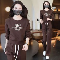 批发新款休闲运动套装女秋季2026新款时尚宽松减龄卫衣阔腿裤两件套