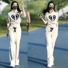 批发春季新款高级感立领拉链卫衣外套阔腿裤两件套时尚休闲运动套装女