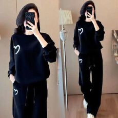 批发2026春<b class='q'>秋</b>新款休闲运动套装女大码减龄时尚洋气宽松显瘦卫衣两件套