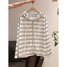 批发【原版质量 天丝麻竹节 左右对条纹做】条纹外套miu系春<b class='q'>秋</b>季女