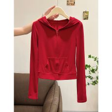 批发【官方图 原版质量】冷淡系小个子开衫拉链口袋连帽外套女春<b class='q'>秋</b>季