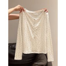 批发官图 原版质量竹条230克小众纽扣半开领修身内搭长袖t春<b class='q'>秋</b>季