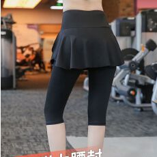 批发瑜伽舞蹈裤女夏季薄款速干假两件遮臀显瘦健身裤跑步训练运动短裤