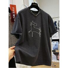 批发【德绒】特大码300斤德绒短袖T恤女春秋季宽松保暖上衣