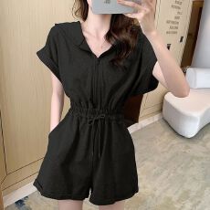 批发夏季法式新款<b class='q'>连体</b>衣女港味休闲气质高腰显瘦连身连帽<b class='q'>连体</b>短裤套装