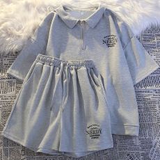 批发POLO领T恤抖音黑标质量夏季<b class='q'>新款</b>短裤<b class='q'>运动服</b>套装短袖休闲两件套