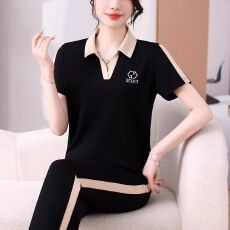 批发休闲服索罗娜中老年女运动套装2026年新款短袖短裤<b class='q'>夏</b>装外穿两件套