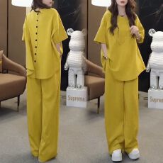 批发<b class='q'>大码</b>胖mm阔腿裤休闲两件套夏日多巴胺一整套亮片<b class='q'>运动服</b>套装女显瘦