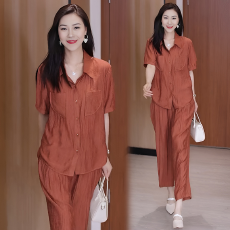 批发时尚套装女2026夏季<b class='q'>新款</b>韩版宽松休闲短袖衬衫哈伦裤两件套