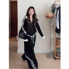 批发仿棉斜纹拉架250克休闲<b class='q'>运动服</b>套装女春秋季<b class='q'>宽松</b>卫衣长裤两件套