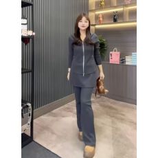批发仿棉斜纹拉架250克运动套装女春秋新款休闲大码<b class='q'>连帽卫衣</b>两件套