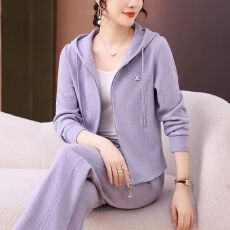 批发曼巴棉 时尚套装休闲新款洋气裤减龄显瘦长袖上衣开衫两件套