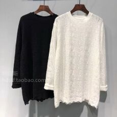 批发（原版面料）特大码300斤撞色插肩条纹镂空长袖女秋季2026新款