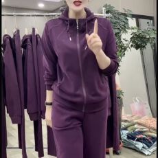 曼巴棉运动两件套女2026秋季连帽抽绳显瘦直筒裤时尚套装减龄款