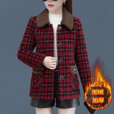 批发秋冬装时尚洋气<b class='q'>外套</b>2026新款女士可外穿格子方领潮