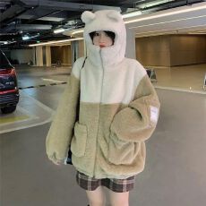 批发羊羔毛绒外套女2026<b class='q'>新款</b>冬季学生保暖加绒加厚连帽上衣外套潮ins