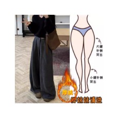 批发格洛森加绒加厚高腰显瘦阔腿拖地裤时尚百搭宽松休闲裤