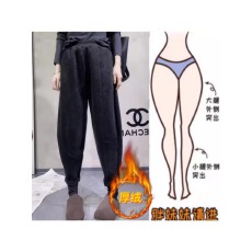 批发格洛森高腰韩式加厚加绒休闲百搭条纹九分休闲裤