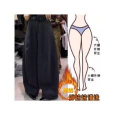 批发格洛森高腰加绒加厚阔腿弯刀裤时尚宽松百搭休闲长裤