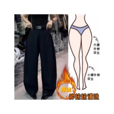 批发格洛森高腰显瘦遮肉阔腿裤百搭加绒加厚休闲长裤